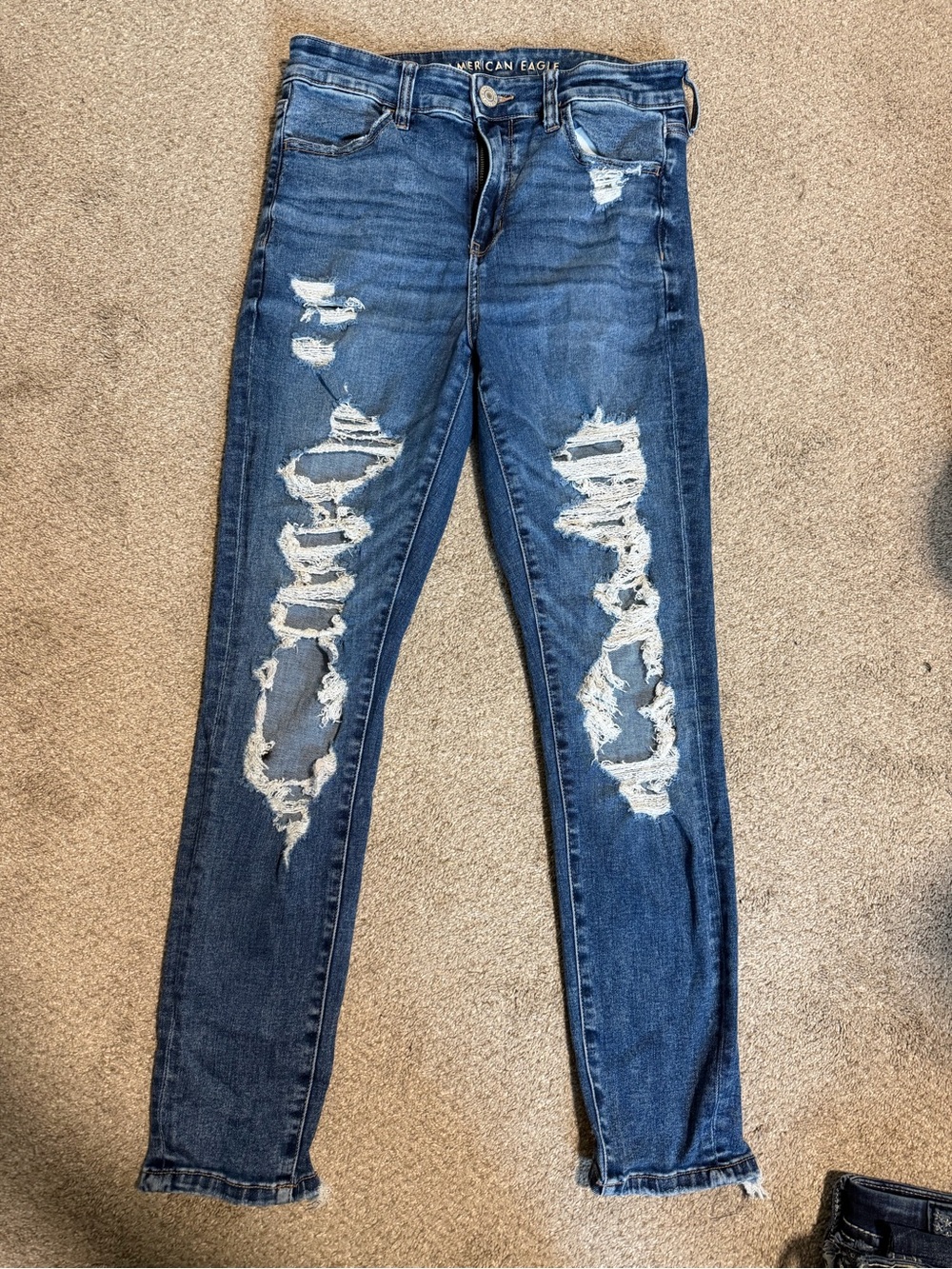 American Eagle Outfitters Ripped Skinny Jeans - Dark Blue
